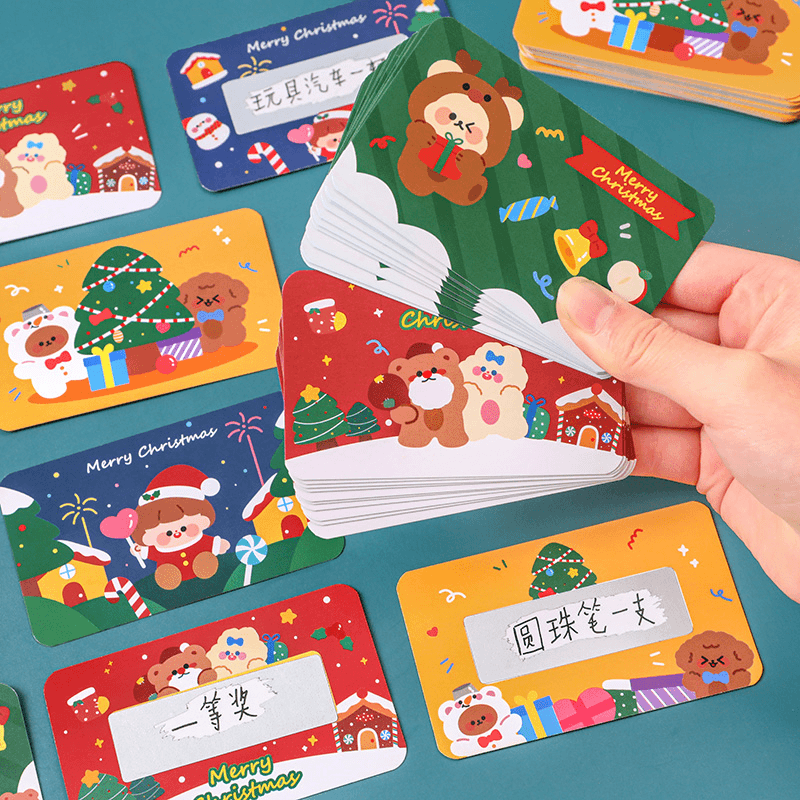 创意圣诞刮刮卡小学生奖励刮刮乐diy自制儿童涂层积分卡片抽奖券