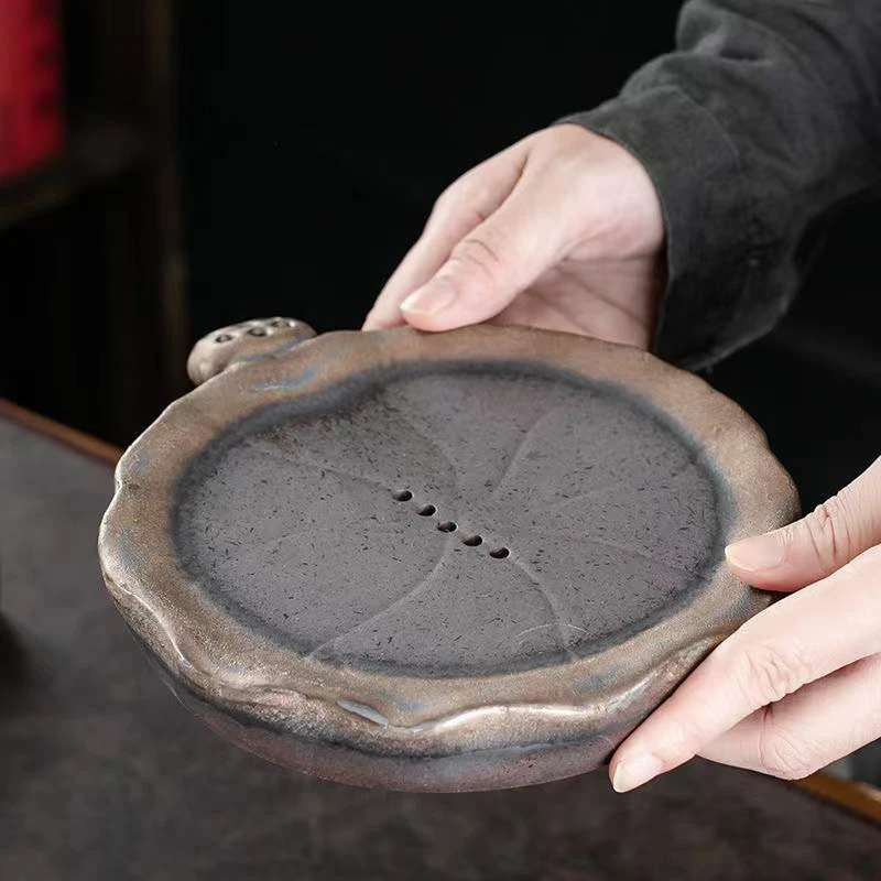 勋陶-储水粗陶壶承荷叶 F2