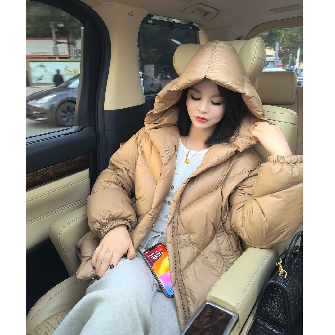 《YI YI》2024云柔泡芙感新版90白鸭绒连帽羽绒服冬季