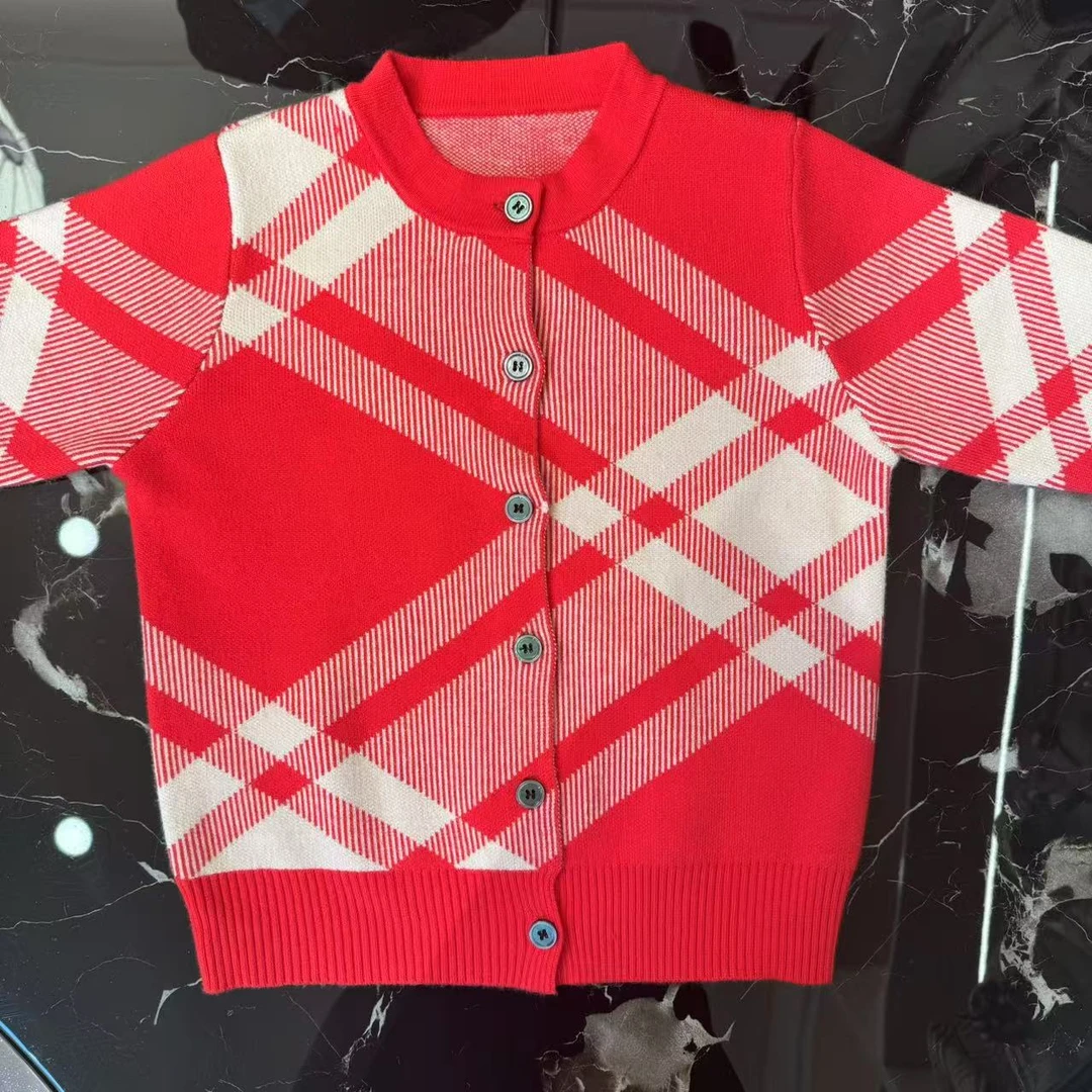 006新款秋季儿童毛衣开衫时尚格子男童女童款