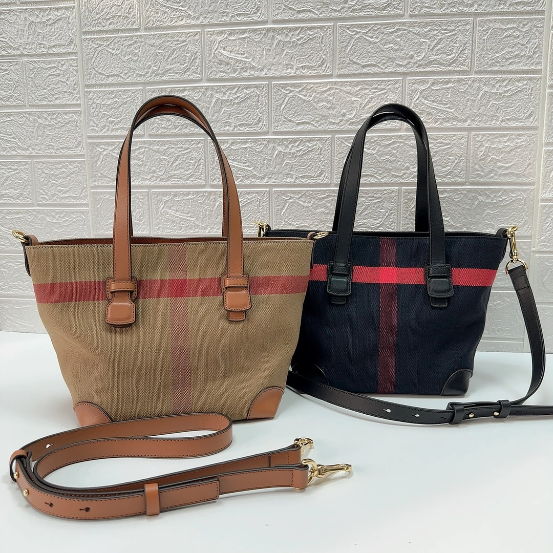 格子原版黄麻料柜款手提菜篮子包单肩斜挎托特包tote