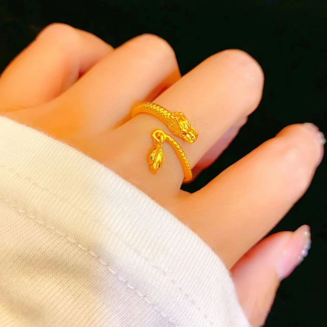 铜合金戒指 轻奢国风不掉色神龙摆尾戒指女本命年生肖龙指环礼物