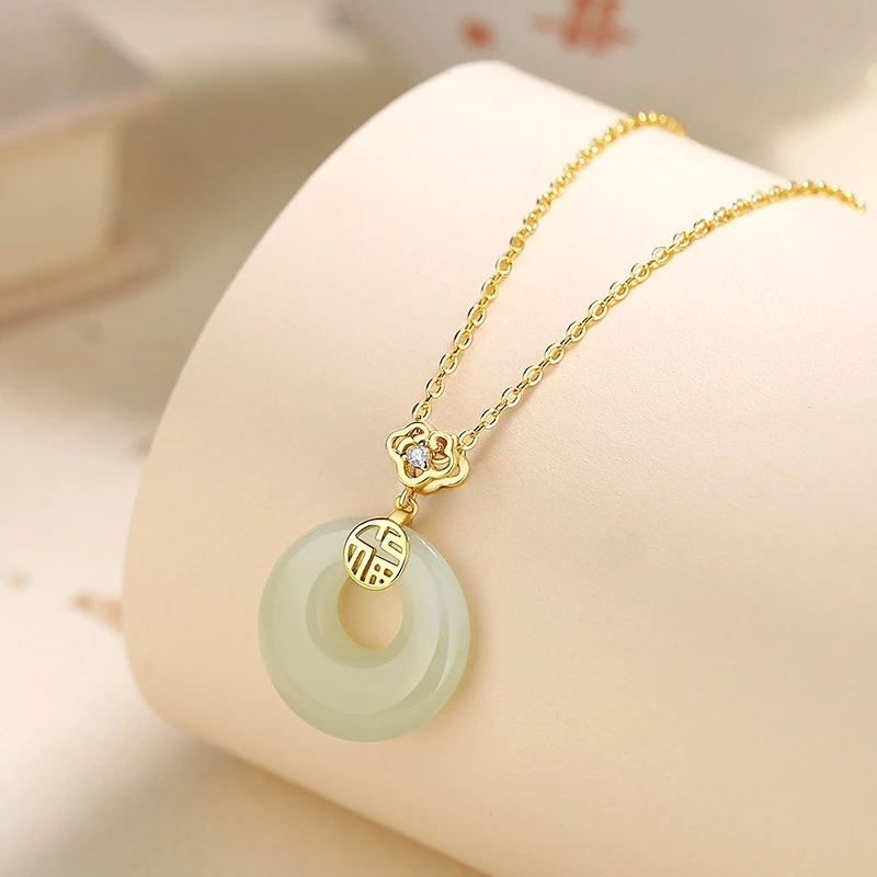 钛钢项链 送妈妈平安扣项链女轻奢小众高级感吊坠简约古风锁骨链