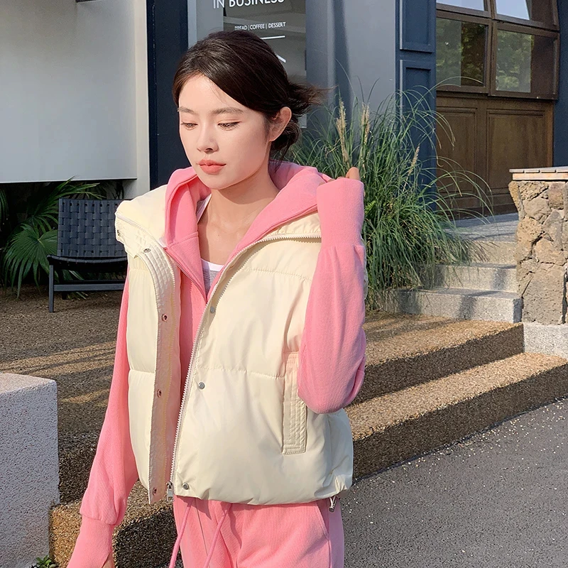 秋冬新款免洗软蛋皮羽绒棉服马甲女外穿洋气无袖外套小个子穿搭潮