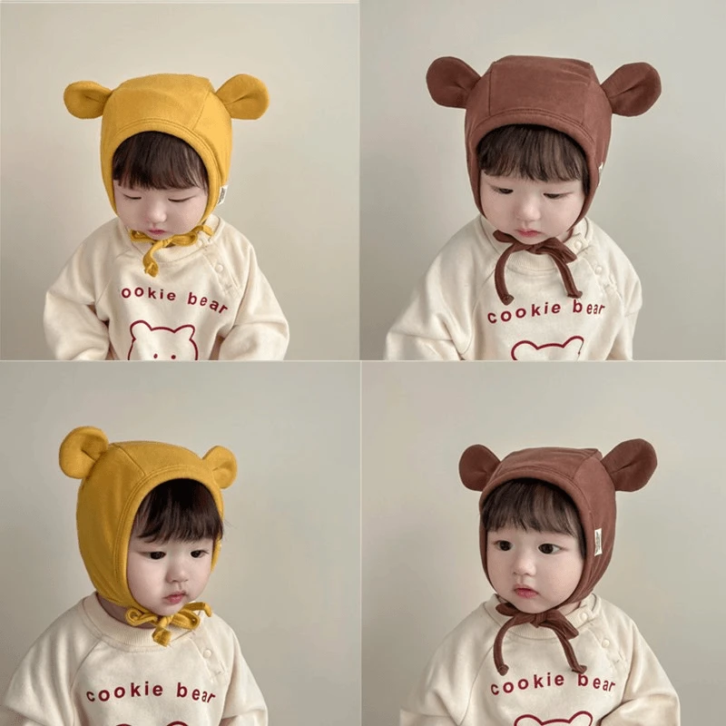 0-12个月婴儿帽子春秋款棉质可爱新生儿男女宝宝护耳秋冬无骨包脸