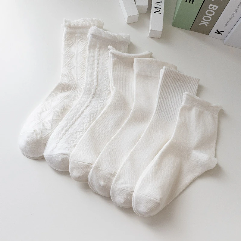 春夏薄款中筒袜JK袜白色袜子女日系学院风夏季透气宽口袜子月子袜
