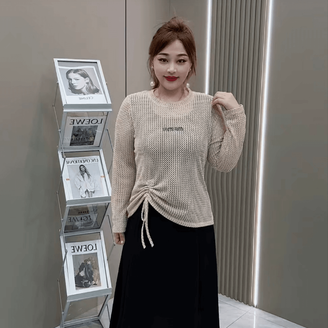 9212-大码女装早秋新款百搭洋气针织连衣裙两件套（上衣+裙子）