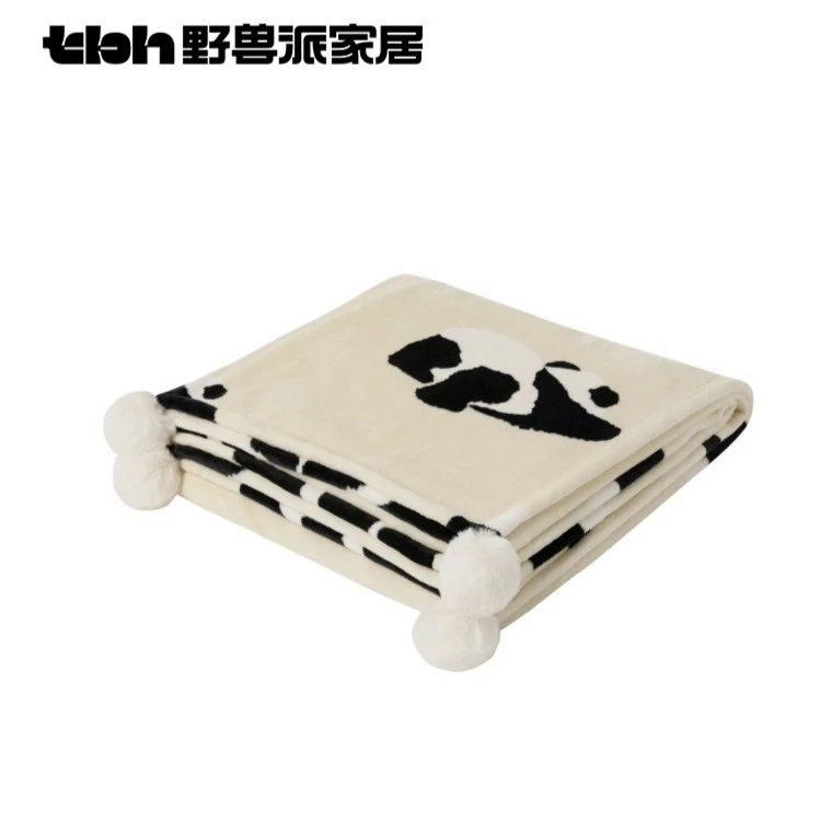 tbh野兽派家居熊猫嘭嘭法兰绒熊猫香味毯办公室盖毯毛毯dr