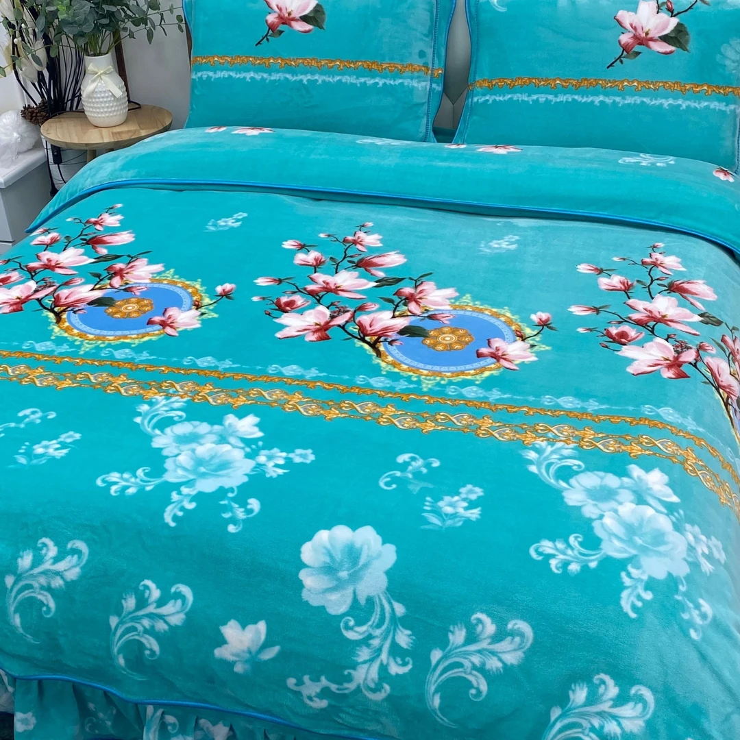 新品推荐 高克重牛奶绒床裙款四件套