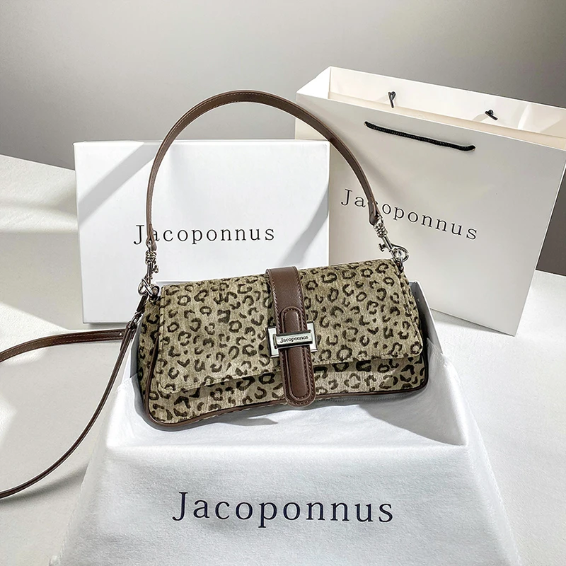 【HOM TO MIND】豹纹腋下包女2024秋轻奢小众高级感通勤斜挎法棍包