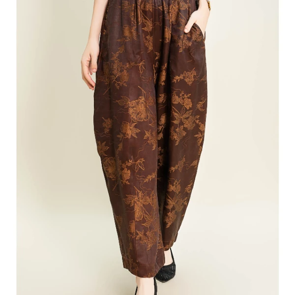 【金木芙蓉】2024款香云纱提花重缎红云纱双面双穿宽松裤子