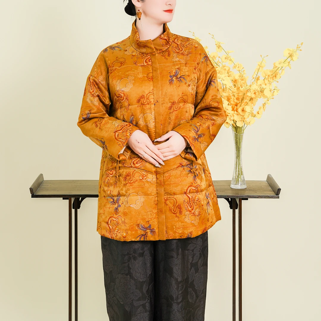 【醉笙】2024新款香云纱桑蚕丝冬款真丝提花香云纱大码-TF2420199