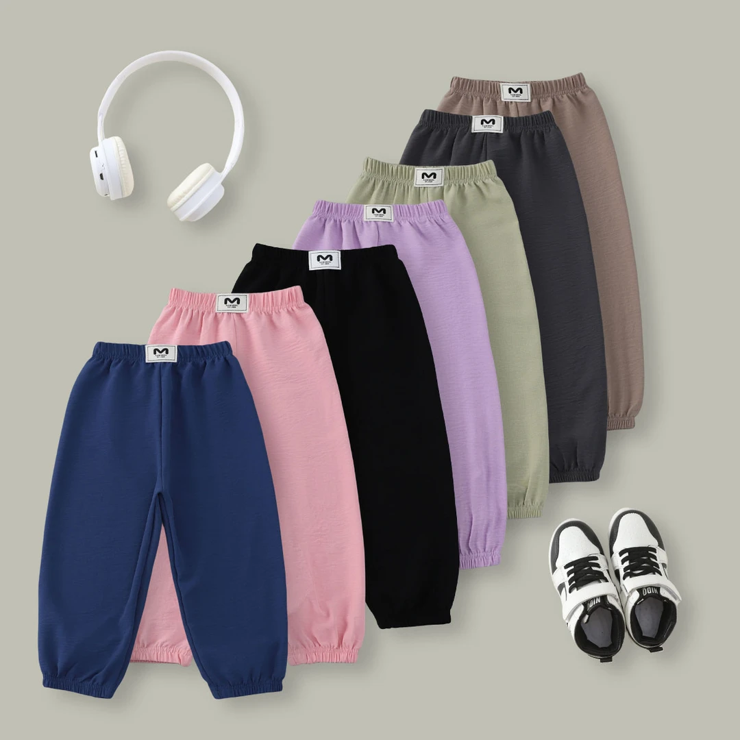 儿童防蚊裤夏季薄款男童休闲裤女童灯笼裤宝宝冰丝皱九分裤外穿裤