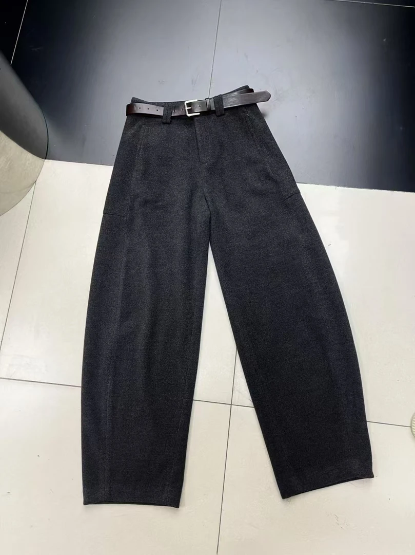 女士年款时尚百搭欧货加厚阔腿弯刀裤7484（高个子姐妹）