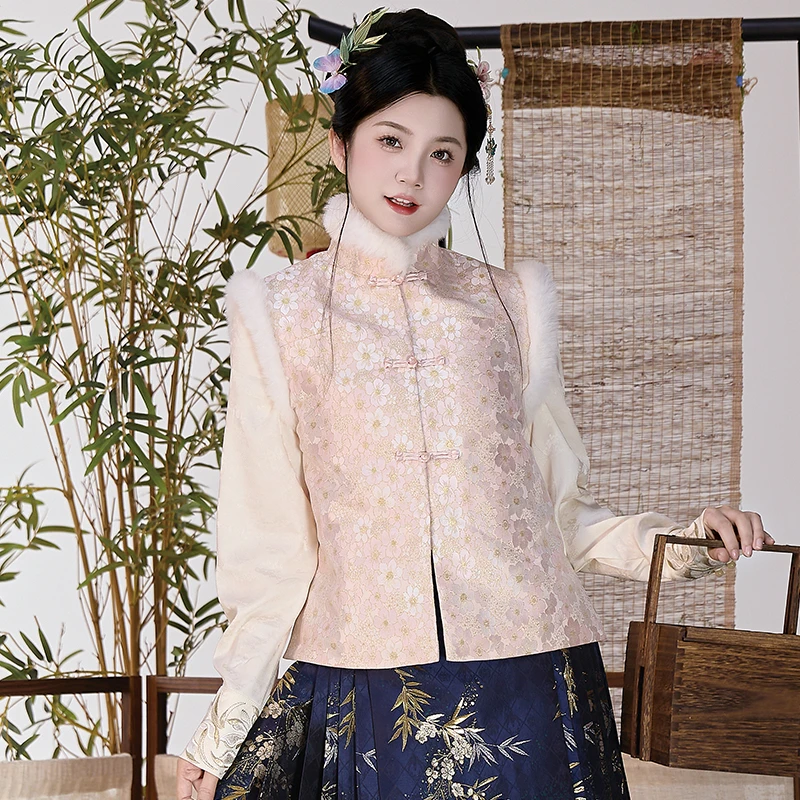 汉馥【锦上添花】新中式国风马甲外套立领原创设计织金冬季时尚比甲