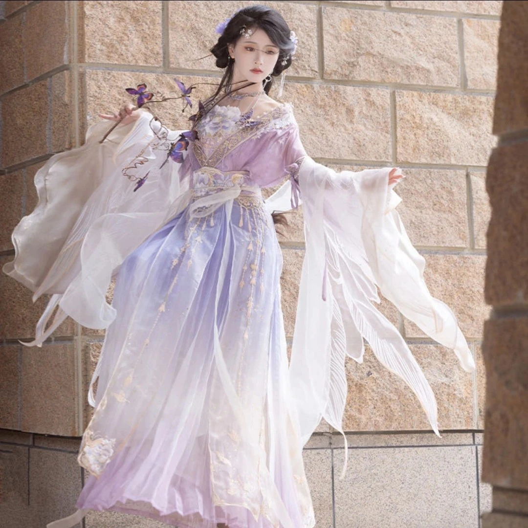 原创汉服【芙蓉】唐制汉元素齐胸裙改良版齐腰裙春夏闺蜜款