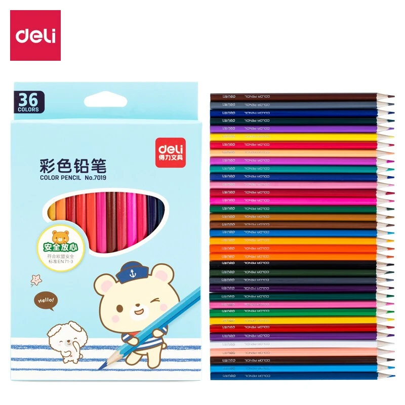 得力7019-36彩色铅笔油性彩铅手绘画笔笔初学者涂鸦填色美术用品