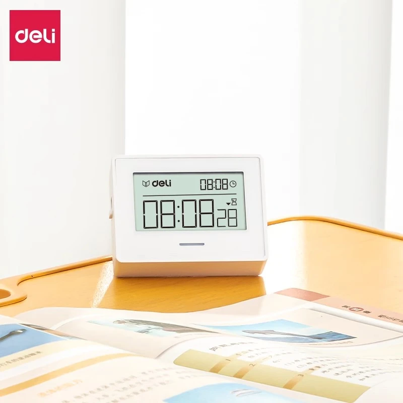 得力8850计时电子钟7号电池家用学生用正计时倒计时器个性