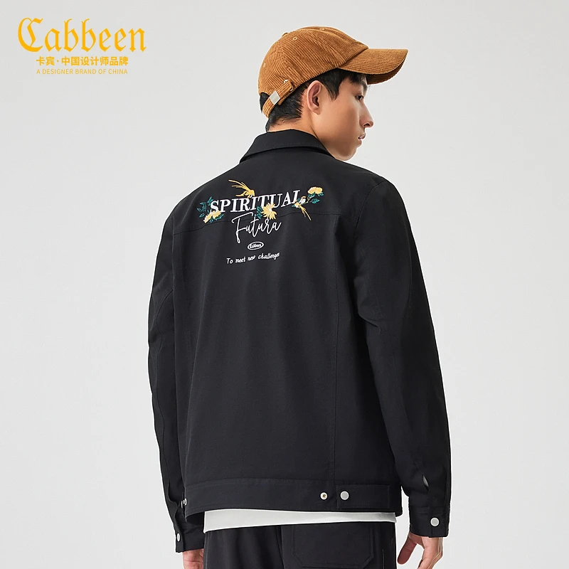 CABBEEN卡宾男装花鸟刺绣茄克秋冬新款字母潮复古宽松3223138011