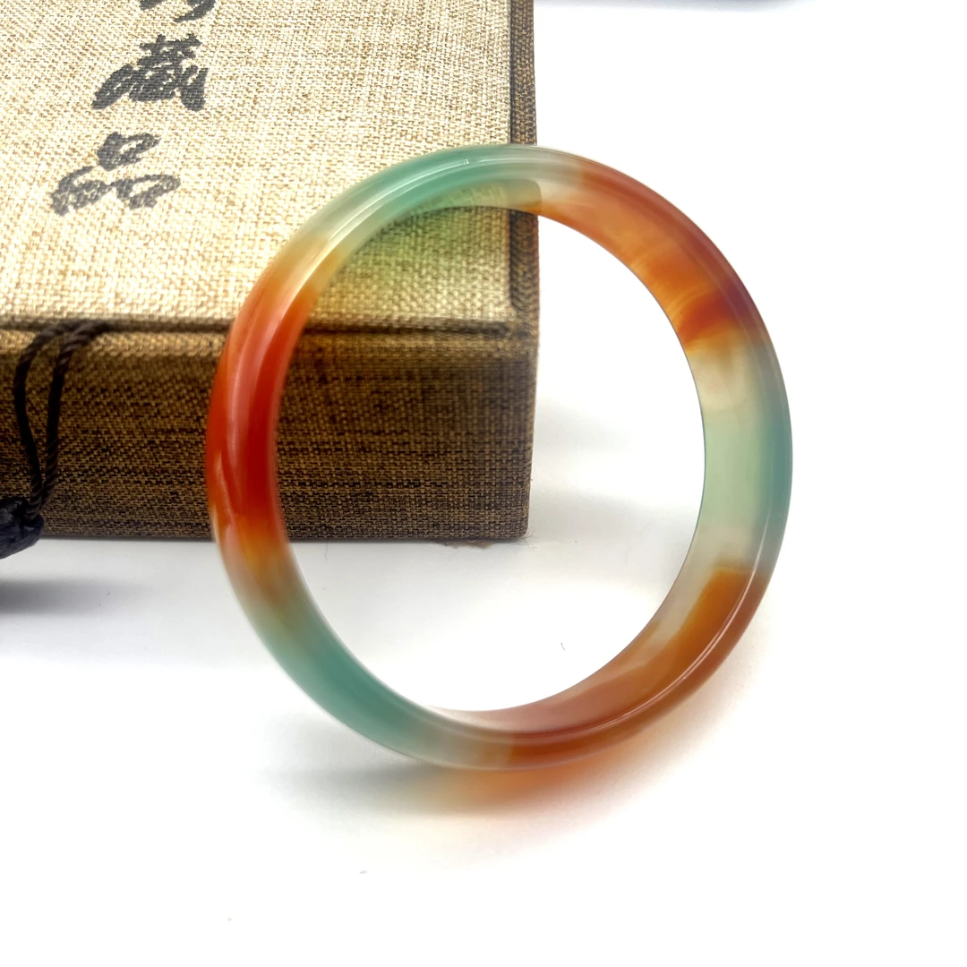 林森珠宝 天然七彩盐源玛瑙手镯女款手镯富贵镯（多样性发）