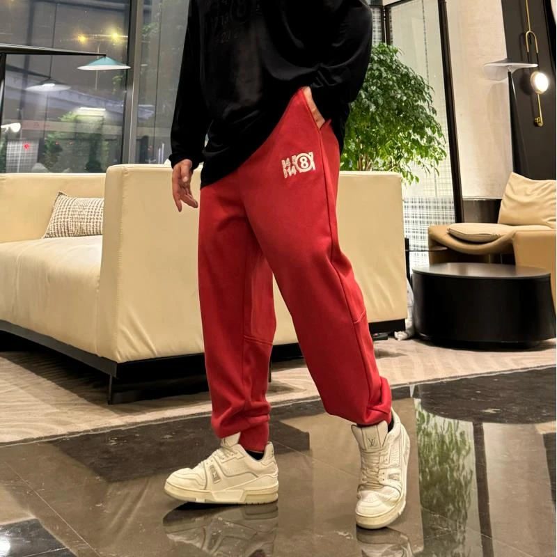 彩色束脚长裤秋季大码男装微胖潮牌男装胖子大码男装潮流卫裤9806