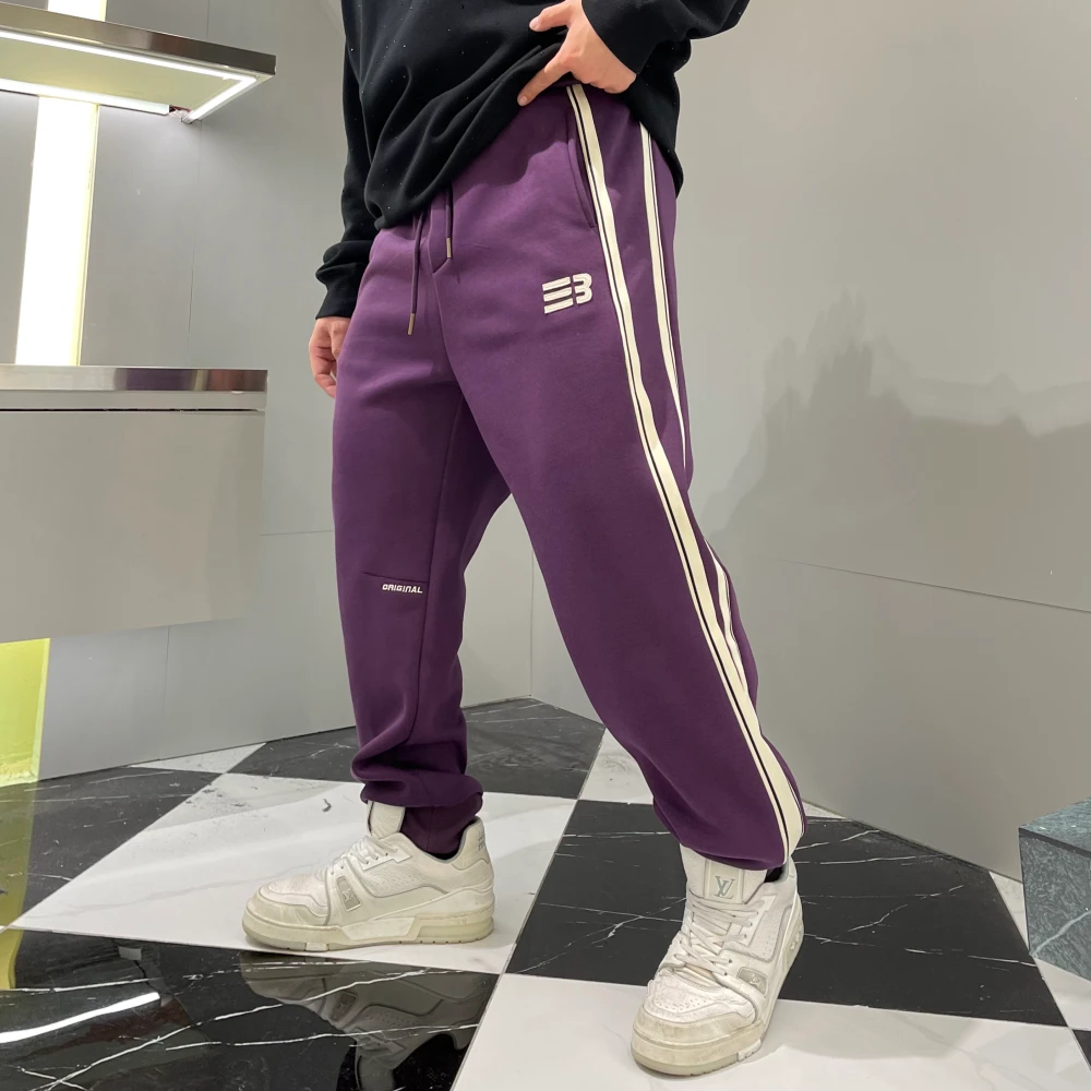 【加绒】冬装英文织带束脚长裤秋季男装微胖男装胖子大码男装裤9843