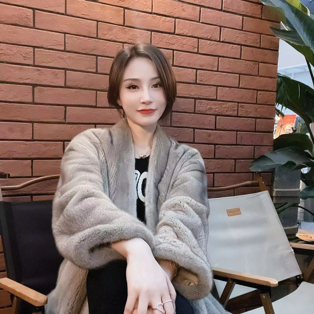 【豆萌】21182气质水貂外套貂皮大衣时尚天鹅绒皮草外套女