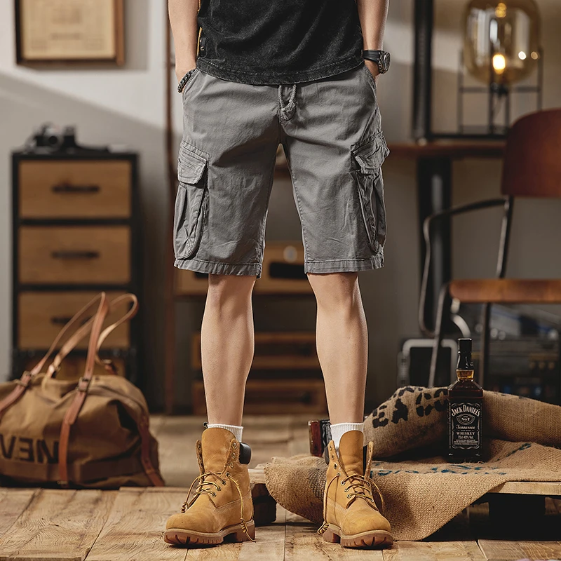 男士大码工装短裤牛仔休闲夏季复古宽松潮流薄款直筒水洗纯棉百搭