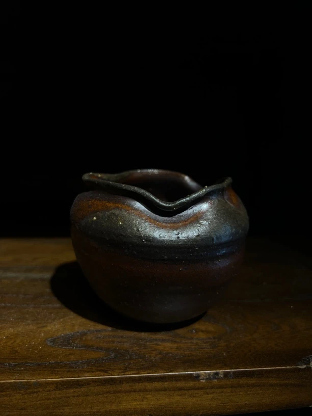 柴烧小水洗异型渣斗300 cc