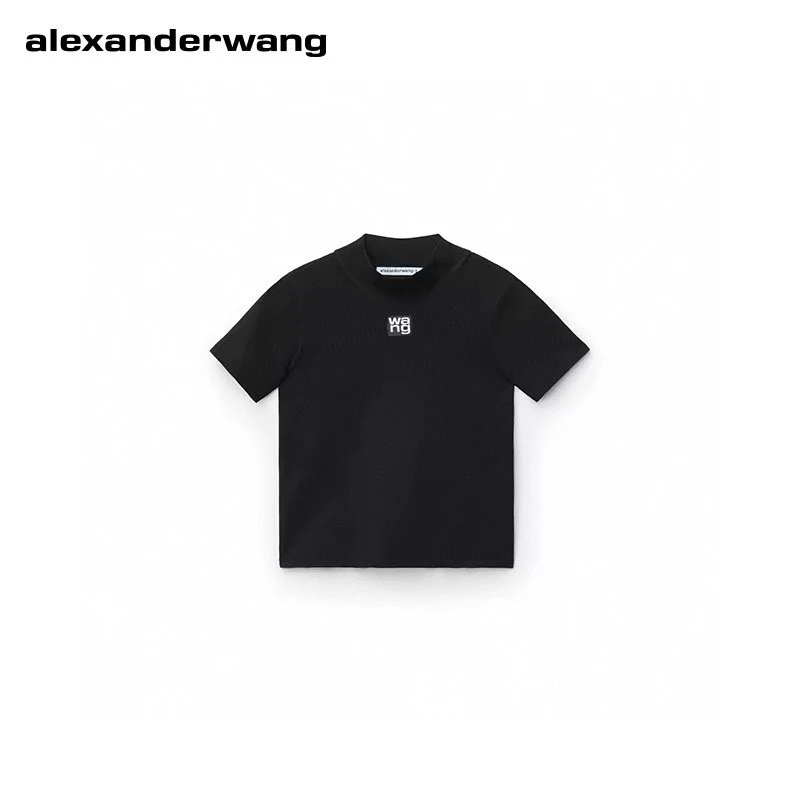 全新未使用  Alexanderwang 女士黑色短袖针织上衣 Wkn10008