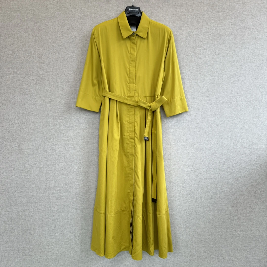 未使用 MaxMara S maxmara 女士姜黄衬衣式连衣裙 WDR10071