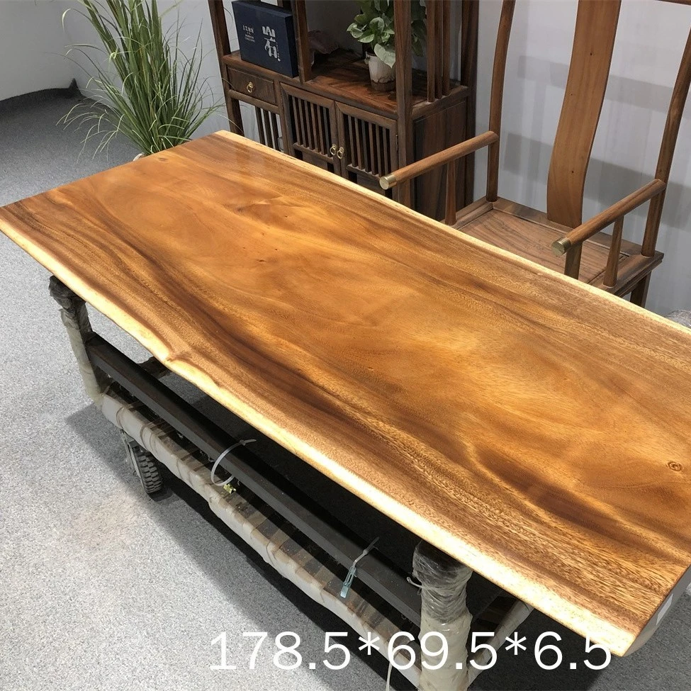 包邮江浙沪 斐济胡桃木实木大板 自然边 178.5*67-72*6.5茶桌
