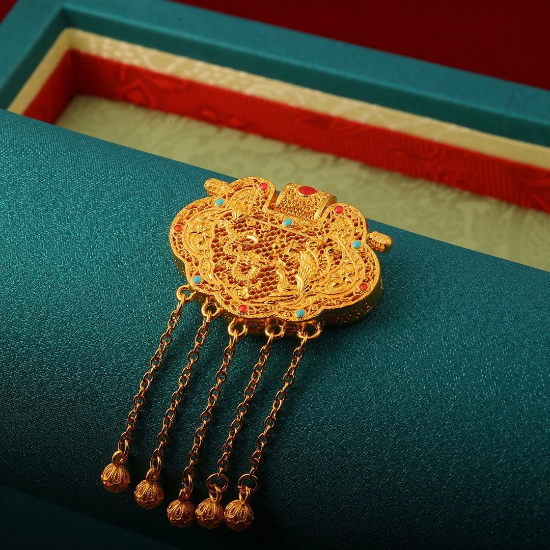 吊坠足银 珐琅彩天子门生吊坠