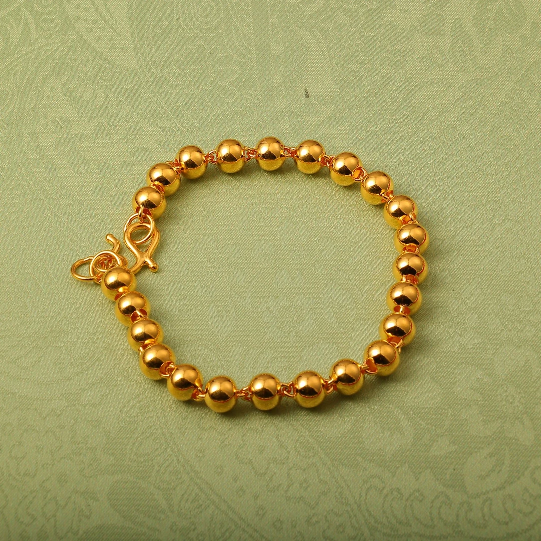 足银手链 足银手串 光面光珠手链时尚经典简约