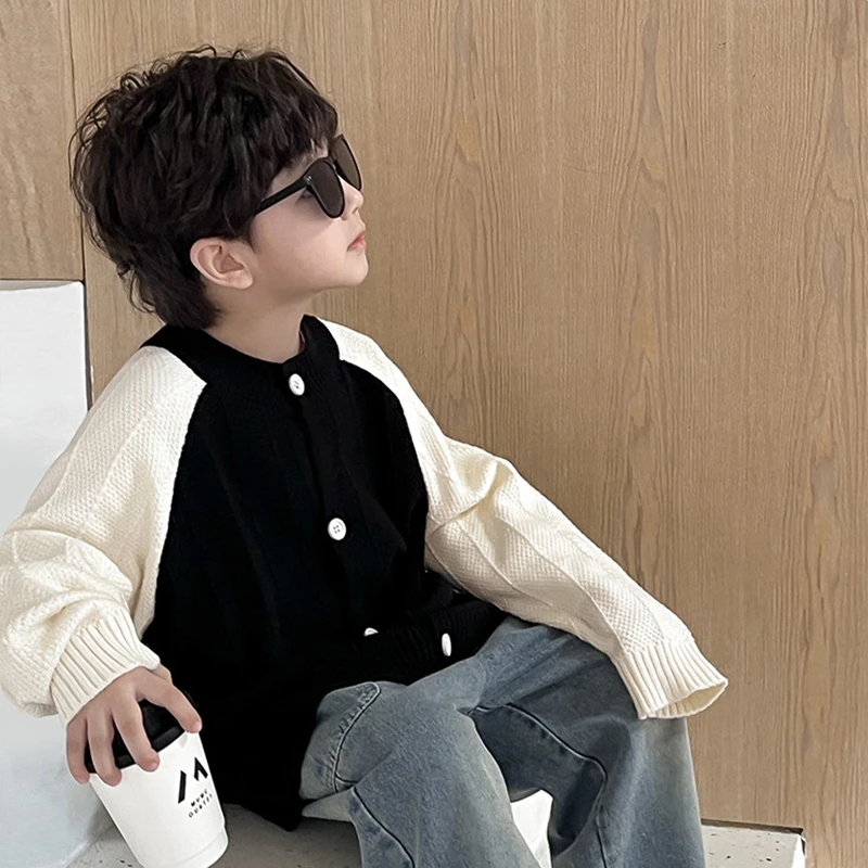 男童针织衫春季儿童开衫韩版薄款圆领连帽毛衣外套潮童装春37291