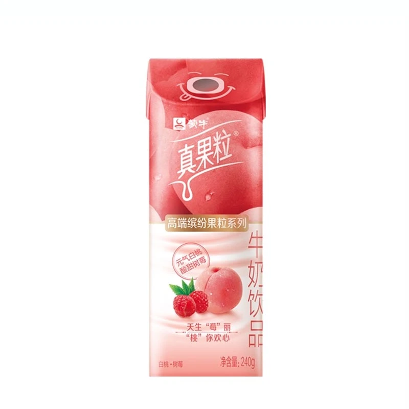 真果粒高端缤纷果粒系列白桃树莓果牛奶饮品240g/盒