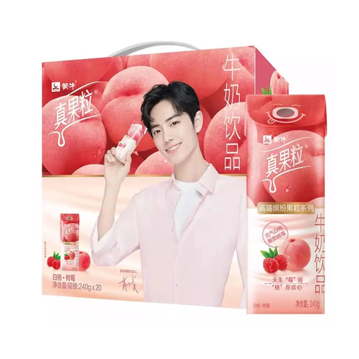 真果粒高端缤纷果粒系列白桃树莓果牛奶饮品240g*10/箱