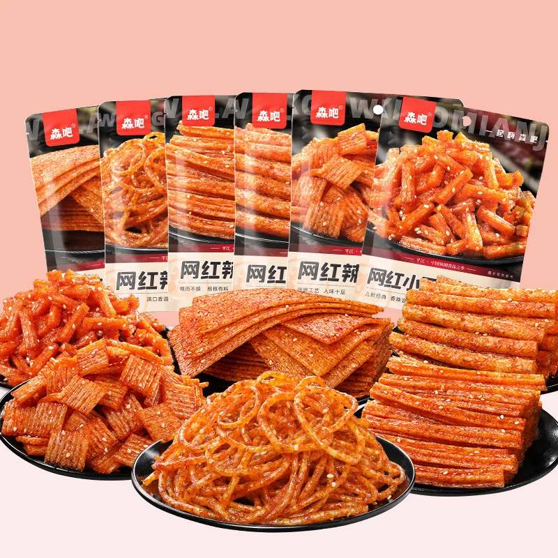 森吧辣条65g/袋辣块辣片辣条辣丝辣棒湖南特产怀旧麻辣网红小零食