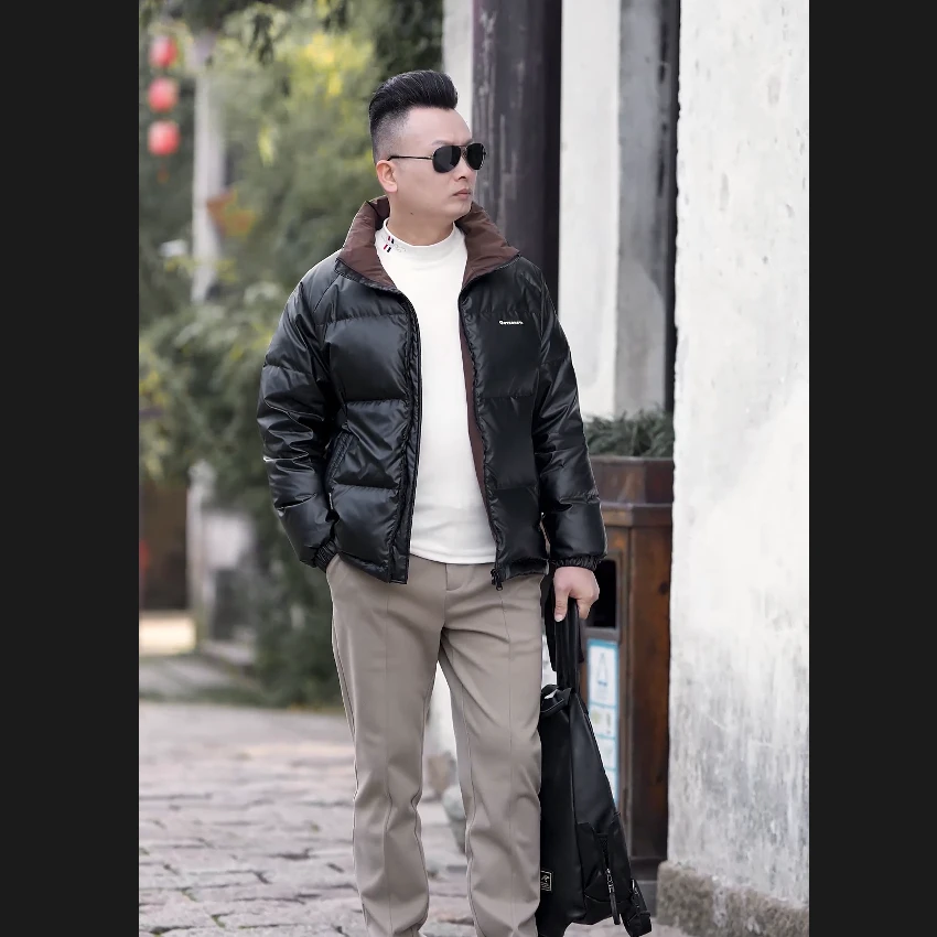 传奇保罗正品保障冬季男羽绒衣服时尚短款立领加厚保暖休闲羽绒服