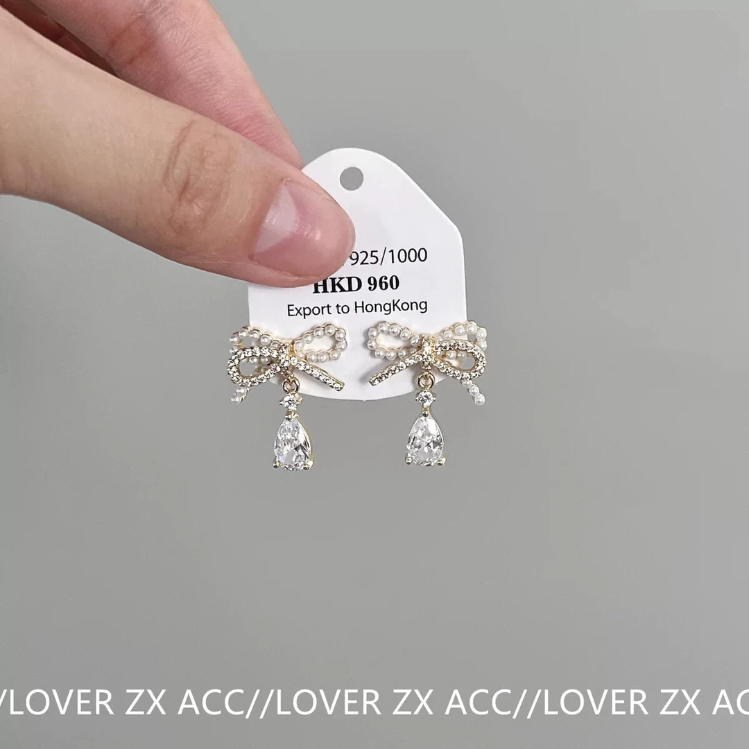 铜合金耳饰 AL5156氧气韩女 蝴蝶结耳环轻奢小众设计感高级气质