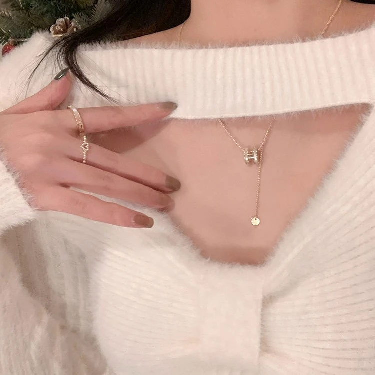 铜合金项链 AL3484 百搭H字母项链女轻奢感吊坠高级气质锁骨小众