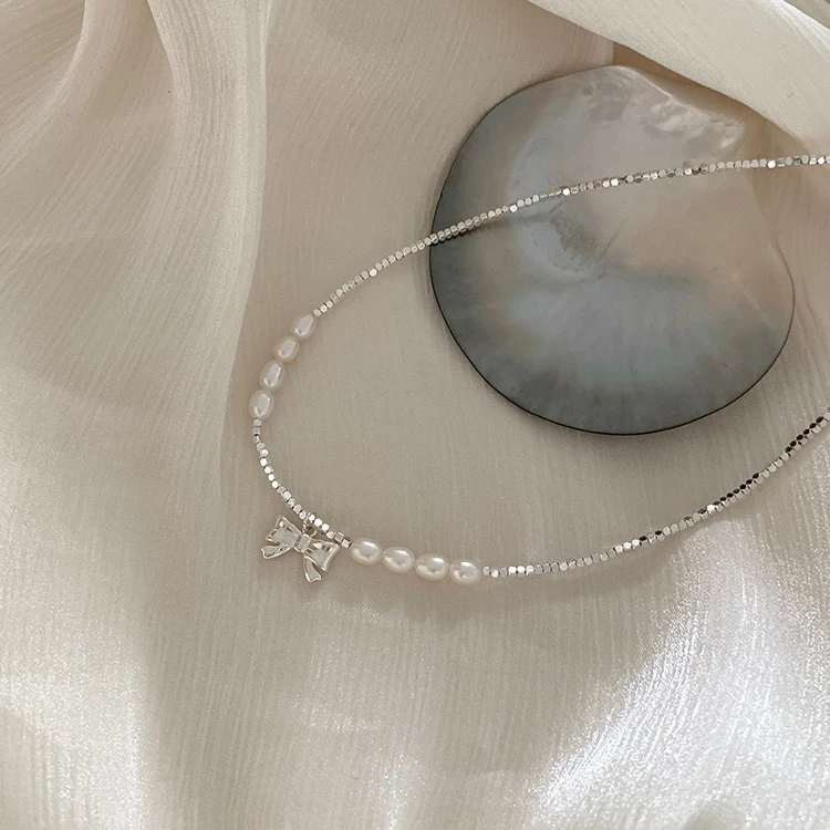 铜合金项链 AL4076新款蝴蝶结冷淡风项链个性锁骨链气质小众轻奢