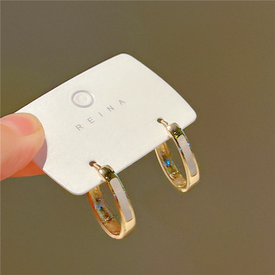 铜合金耳饰 AL3499 时尚贝壳金属耳扣个性简约小巧精致耳环耳饰女