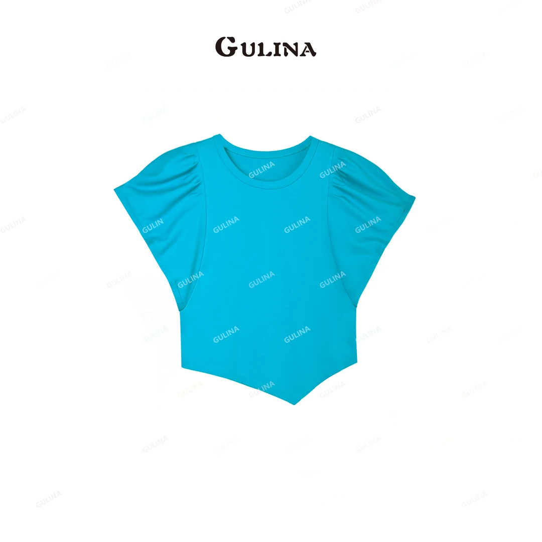 【玫瑰的故事】娜姐新款泡泡袖上衣女设计感不规则斜角T恤 854168