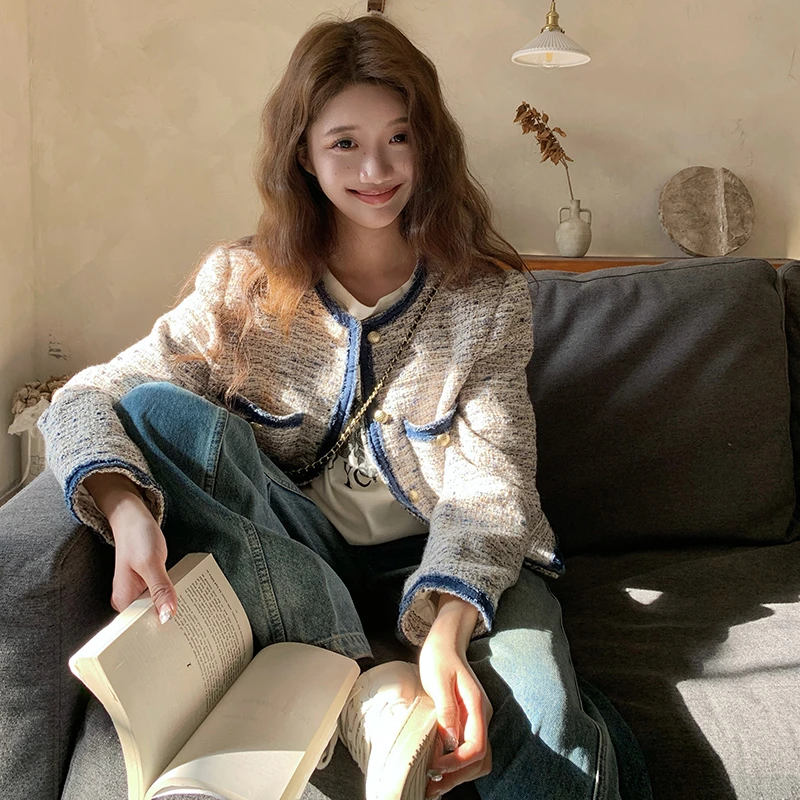 韩系小个子短款小香风外套女2025年春秋设计感超好看洋气宽松上衣