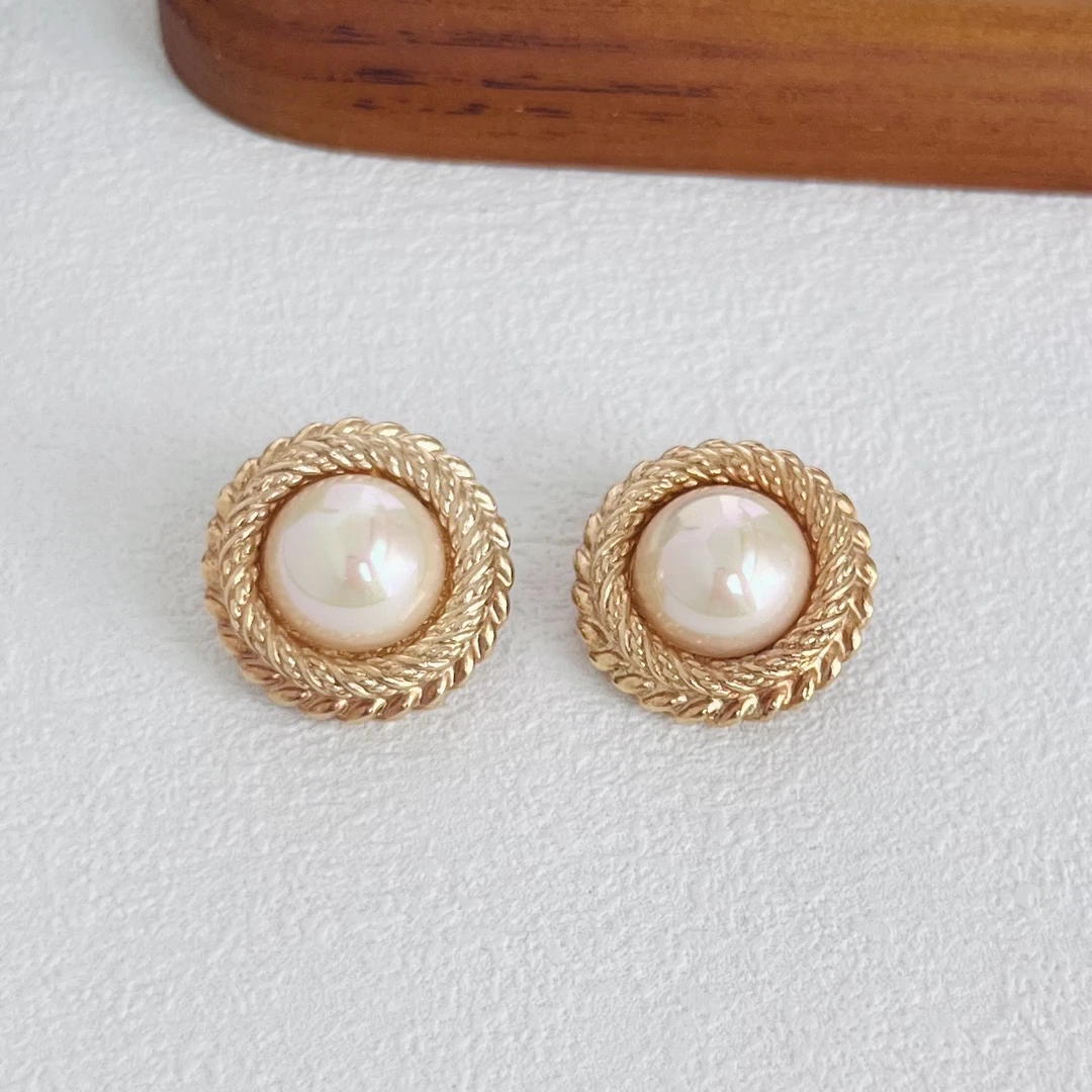 合金仿珍珠耳饰 VTG D贝珠耳夹