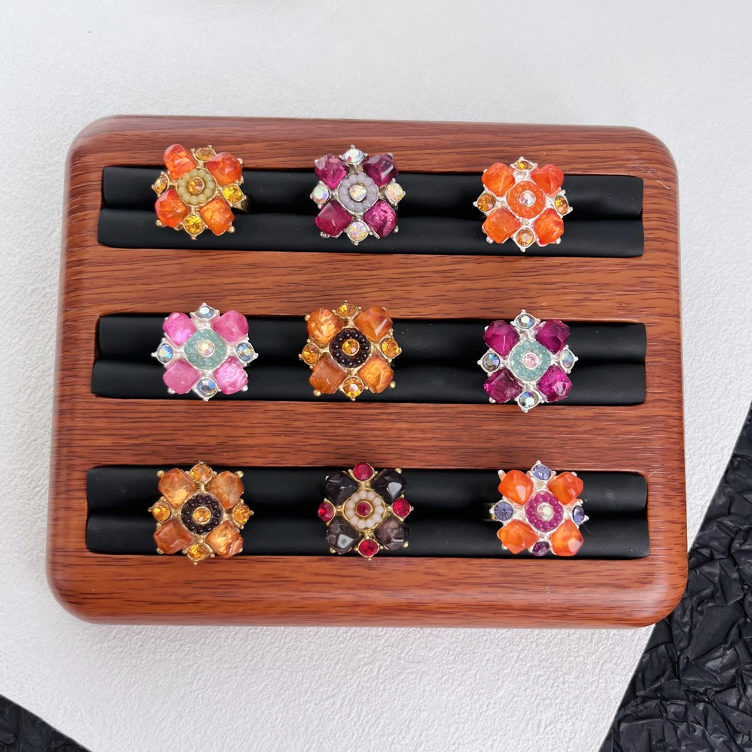 合金仿水晶戒指 VTG 法产花朵戒指