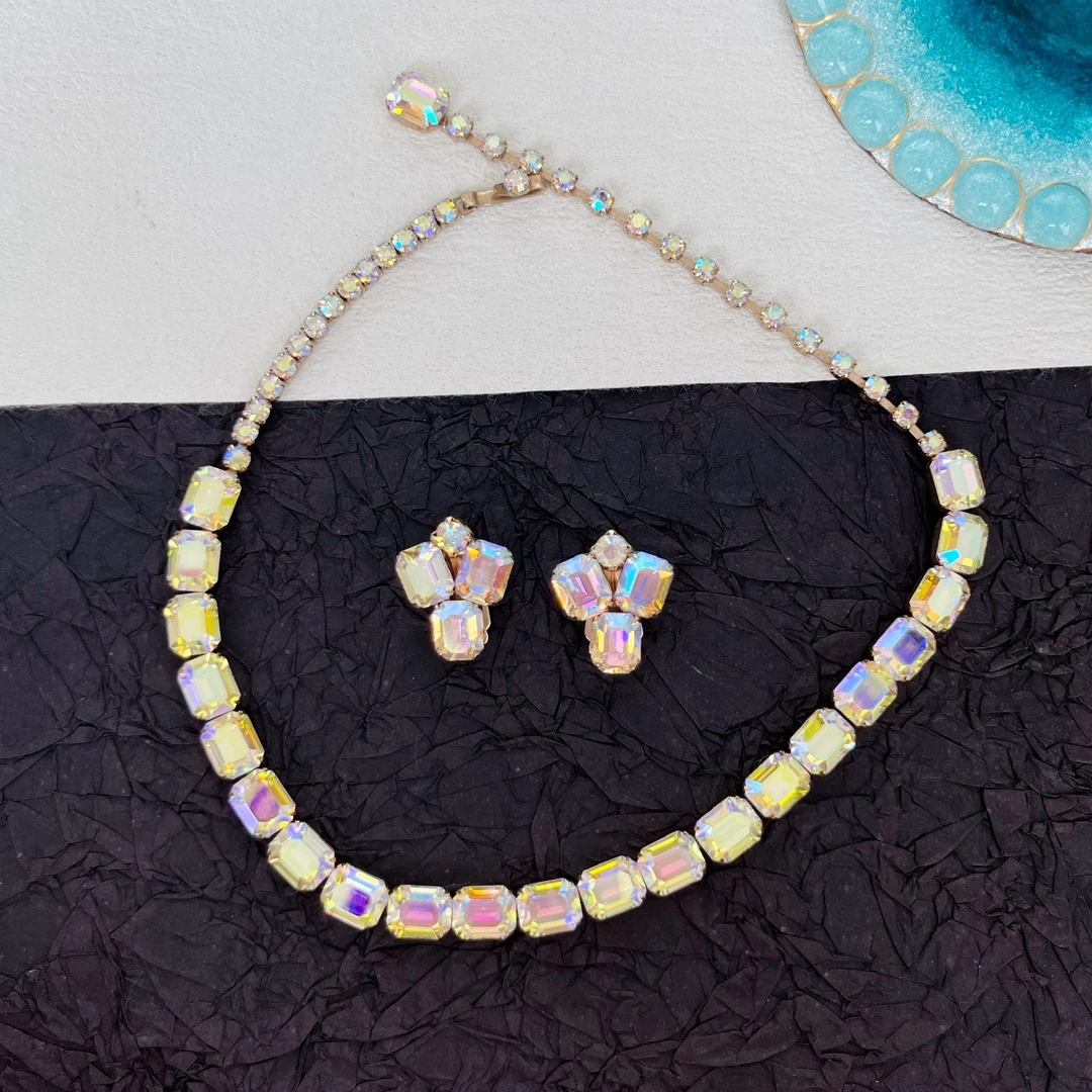 合金仿水晶项链 weiss 极光莱茵项链套装