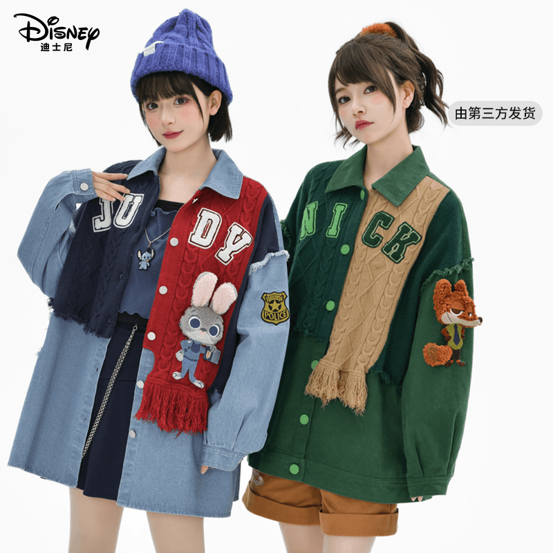 【迪士尼官旗】朱迪尼克牛仔外套针织拼接短外套MA999A3