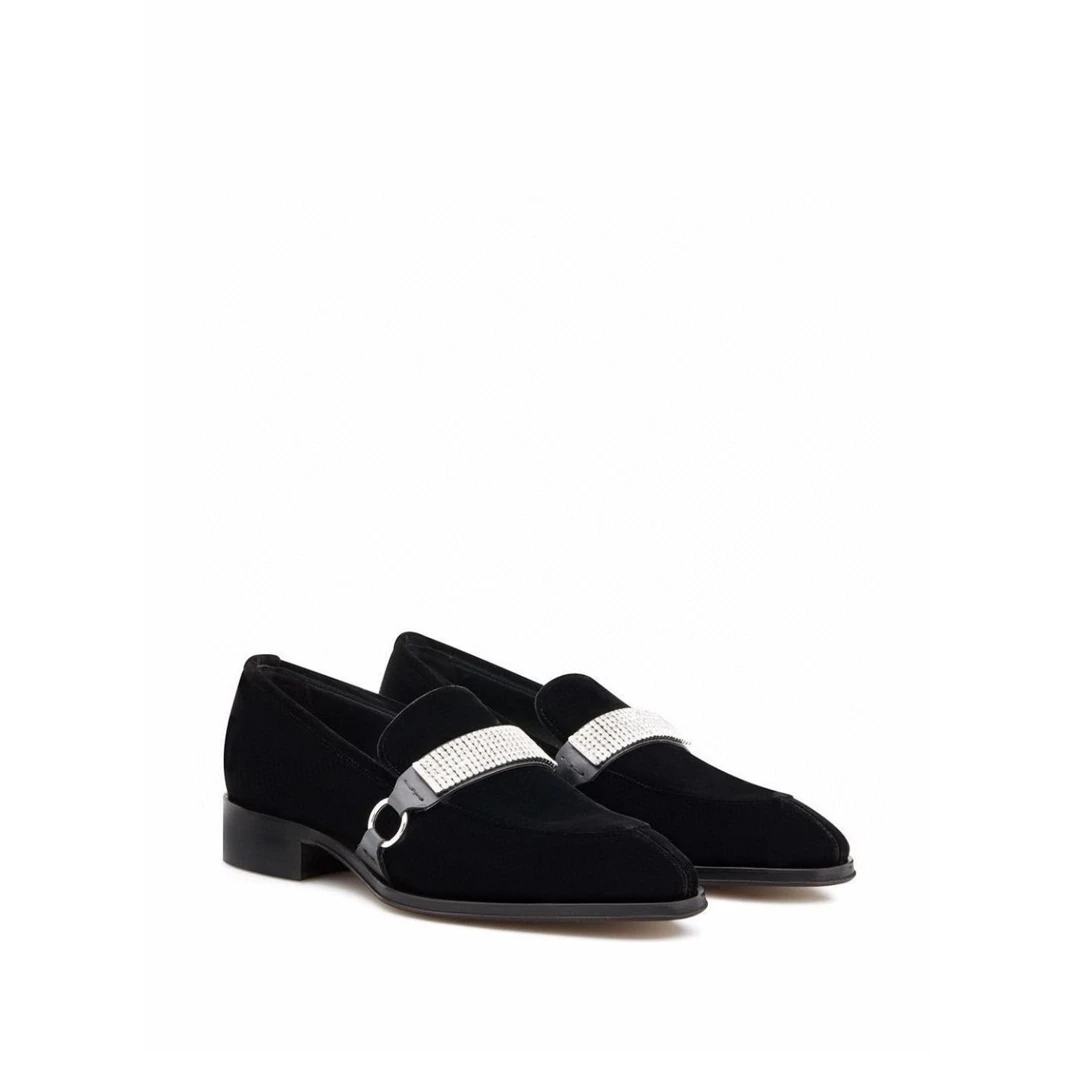 全新未使用  Giuseppe Zanotti  闪亮效果绒面皮乐福鞋 公价7950